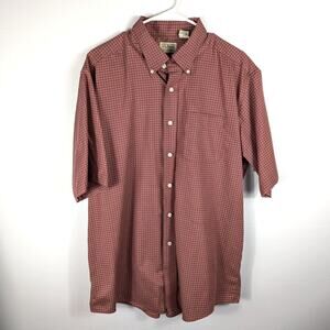 L.L.Bean Men’s Large Check Button Down Shirt Red Plaid 100% Cotton Classic Fit